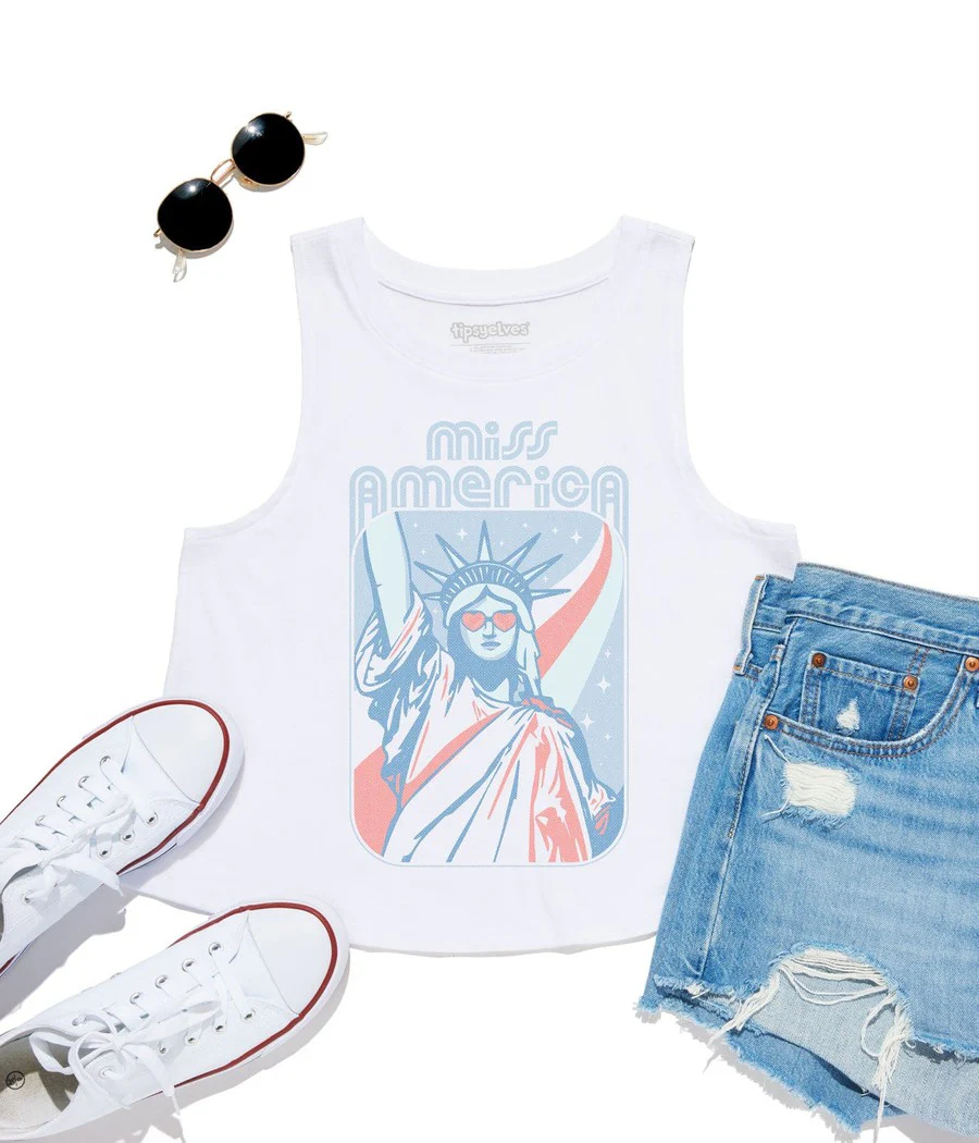 Women's Miss America Cropped Tank Top - Image 2
