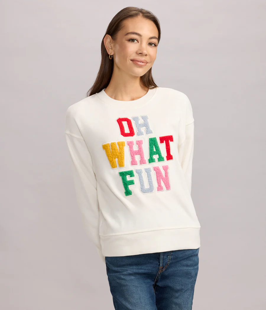 Women's Oh What Fun Patch Letter Sweatshirt - Image 2