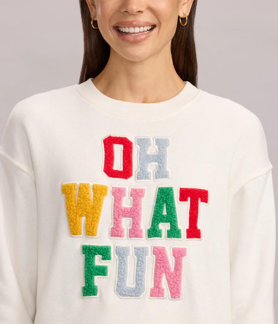 Women's Oh What Fun Patch Letter Sweatshirt - Image 4