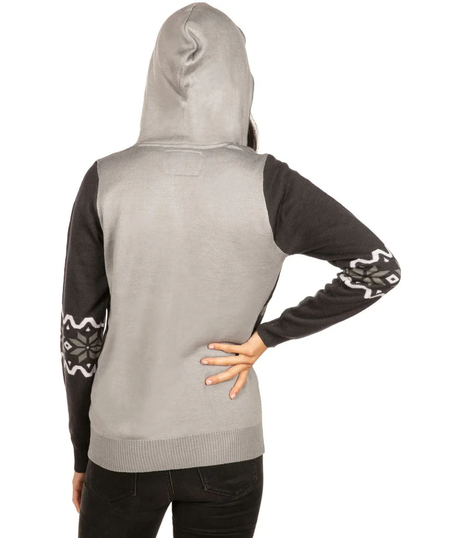 Women's Winter Moose Zip Up Hooded Sweater - Image 3